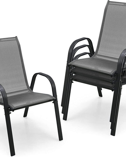 Giantex Set of 4 Patio Chairs, Stackable Outdoor Dining Chairs