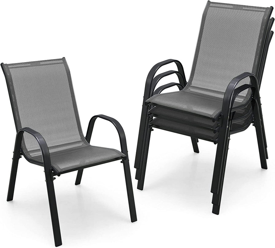 Giantex Set of 4 Patio Chairs, Stackable Outdoor Dining Chairs