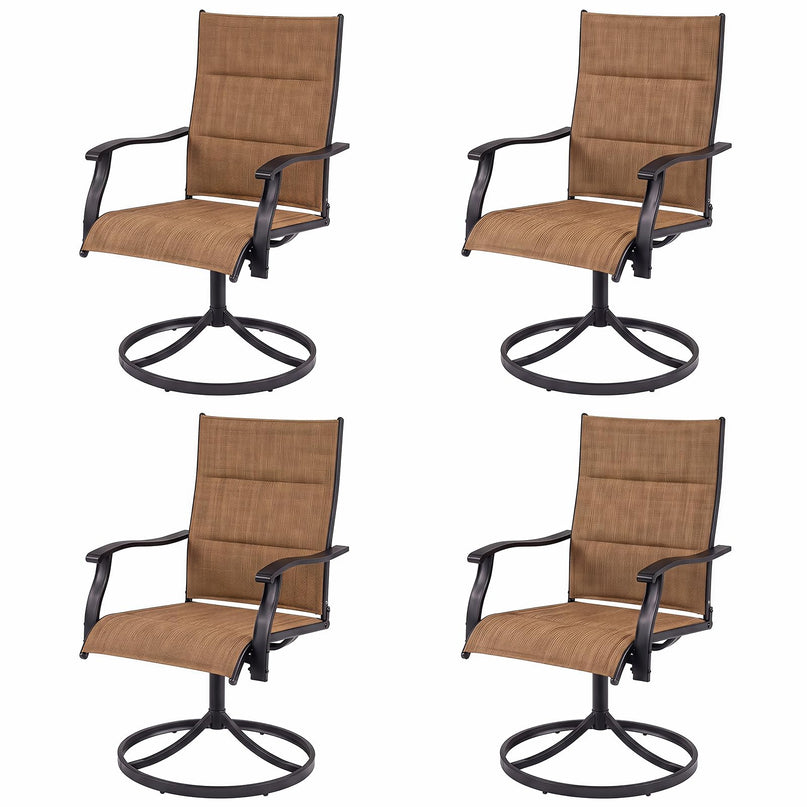 Giantex Patio Swivel Chairs Set of 2/4 w/Padded Seat & High Back
