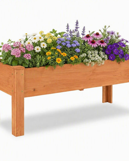 Jardinière en bois sur pieds, 120,65 cm L x 43,18 cm l x 50,8 cm H