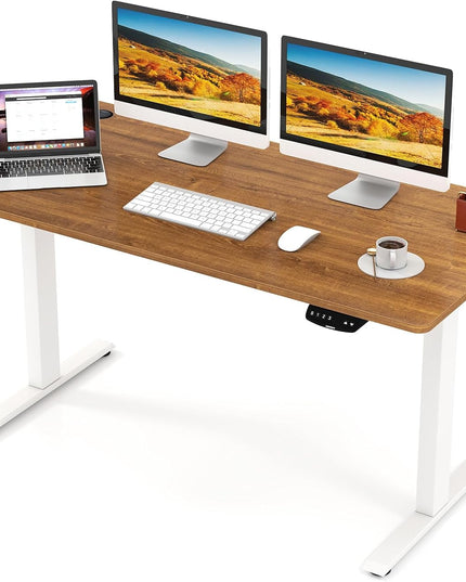 Giantex Bureau Debout Électrique à Double Moteur Réglable en Hauteur 140 x 71 cm avec Conception Anti-Collision