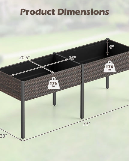 Giantex Raised Garden Bed with Legs, 6 x 2 FT Large Dual Elevated Planter Box with Removable Liner