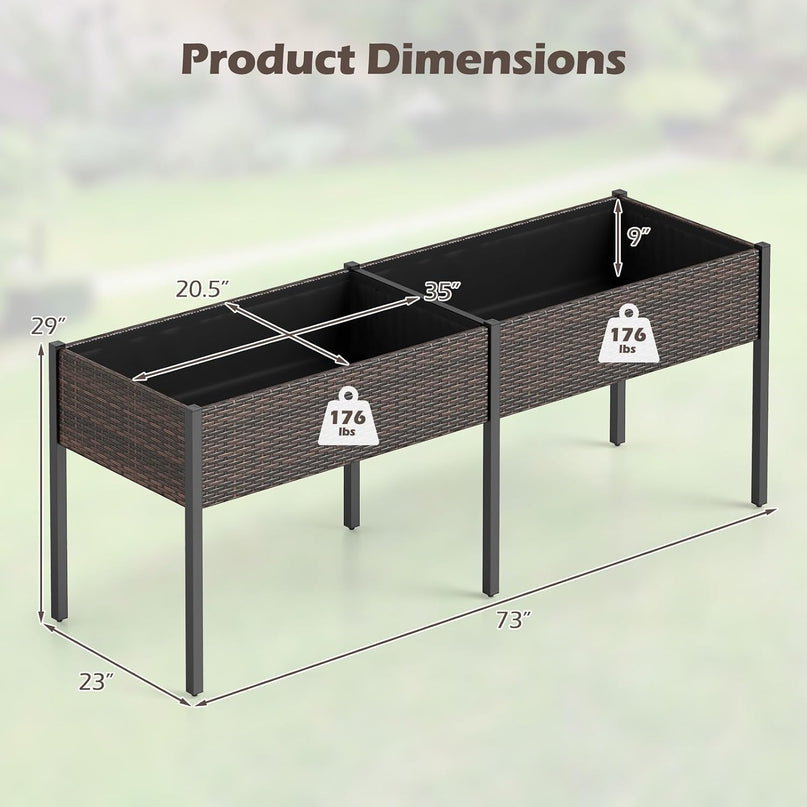 Giantex Raised Garden Bed with Legs, 6 x 2 FT Large Dual Elevated Planter Box with Removable Liner