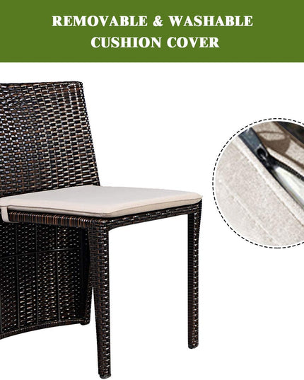 Giantex 3 PCS Cushioned Outdoor Wicker Garden Lawn Sofa Furniture (Brown)