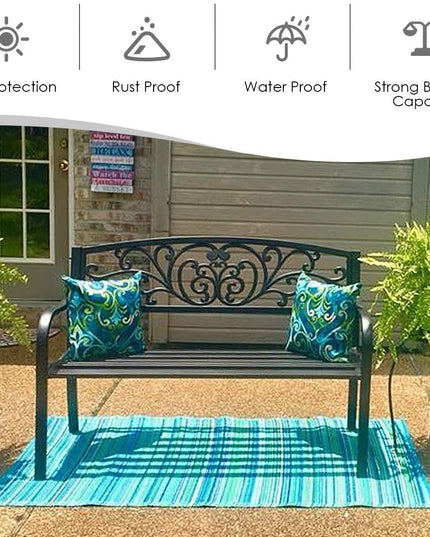 Giantex 50" Patio Garden Bench, Loveseats Park Yard Furniture