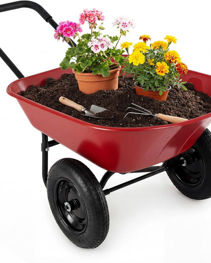 Chariot de jardin à deux roues Giantex – Brouette robuste de 150 kg
