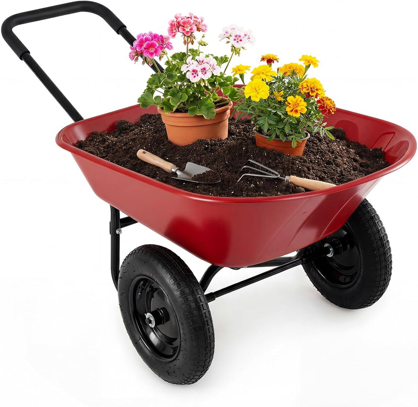 Giantex Dual-Wheel Garden Cart  330LBS Heavy Duty Wheelbarrow