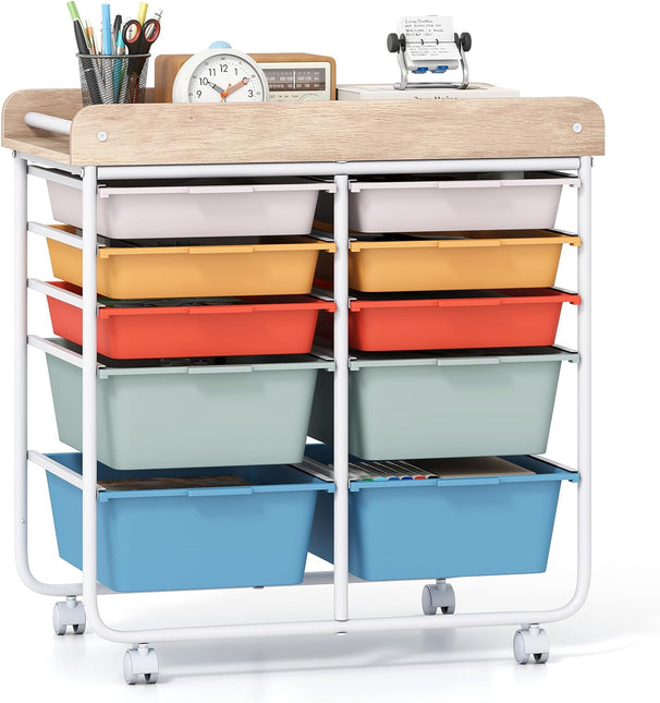 Giantex Rolling Storage Cart with 10 Drawers, Utility Cart