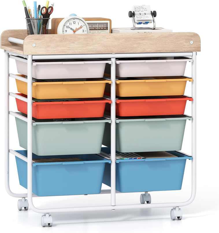 Giantex Rolling Storage Cart with 10 Drawers, Utility Cart