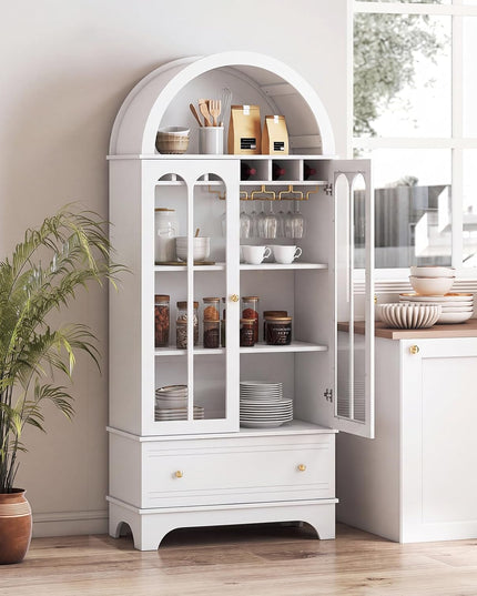 Giantex 71.5" Arched Cabinet, 5-Tier Wooden Pantry Cabinet