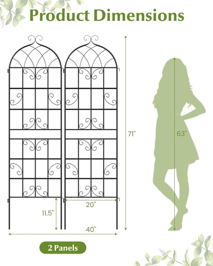 Giantex 71"x20" Metal Garden Trellis for Outdoor Climbing Plants(2/4 Packs)