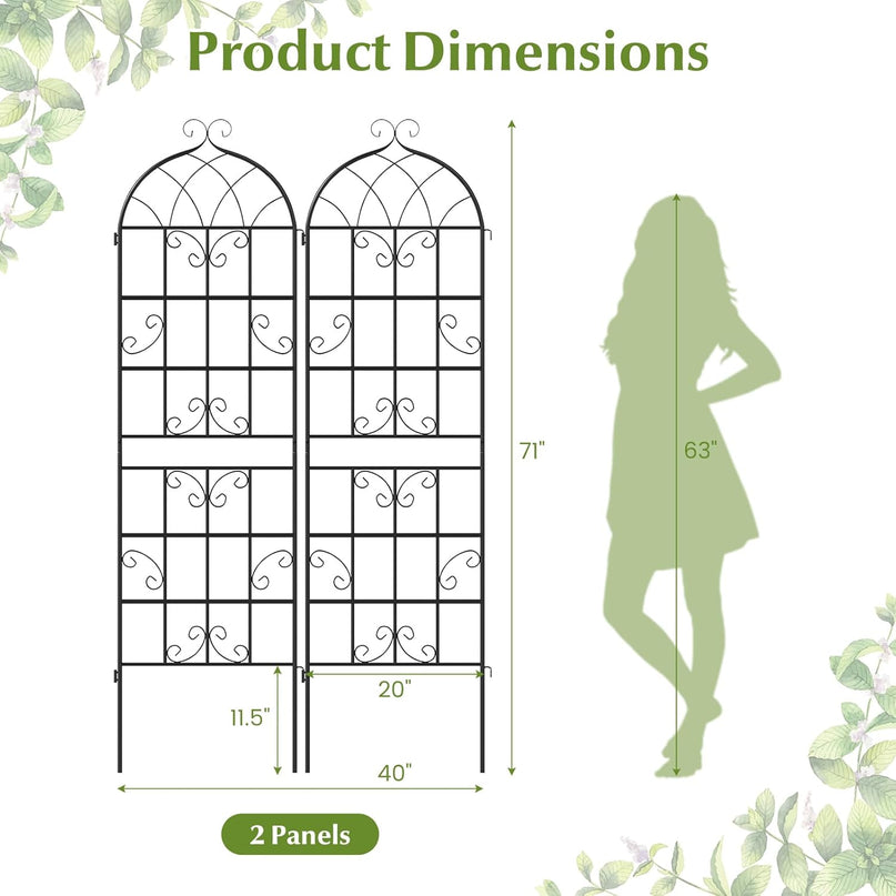 Giantex Treillis de jardin métallique de 180 cm x 50 cm pour plantes grimpantes d'extérieur (lot de 2/4)
