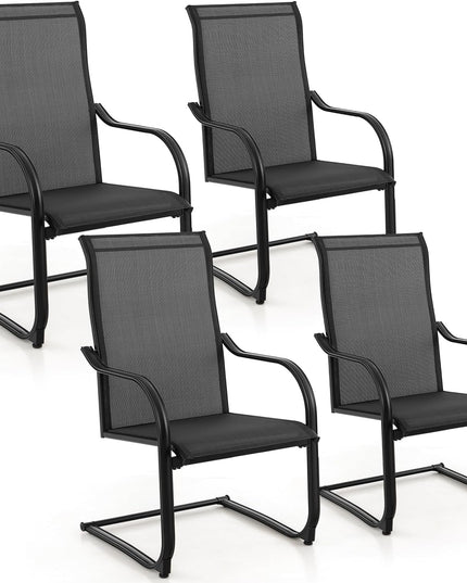Giantex Patio Chairs, High Back Outdoor Chairs w/Sled Base, All Weather Fabric