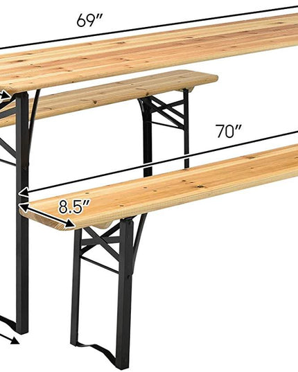 70" 3-Piece Portable Folding Picnic Beer Table