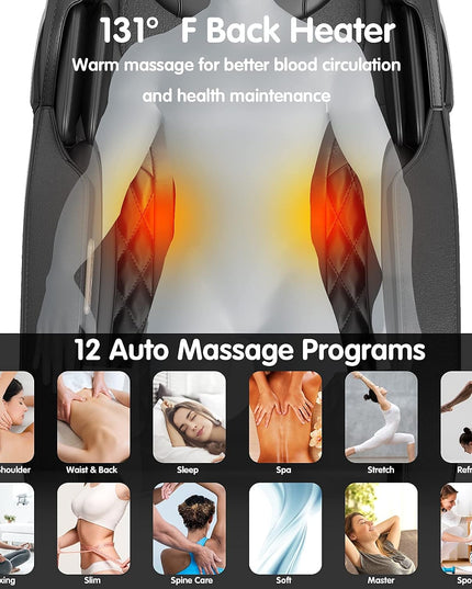 Giantex Full Body Massage Chair, SL Track Massage Recliner Electric Zero Gravity W/Airbags, Back Heater, Foot Roller, Auto Body Detector, Adjusting Shiatsu Full Body Massage Chair G002
