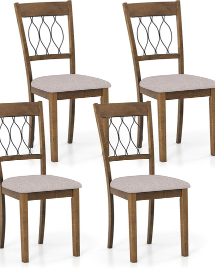 Giantex Lot de 2/4 chaises de salle à manger en tissu/similicuir, rembourrées