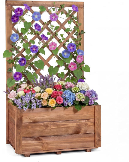 Giantex Raised Garden Bed with Trellis for Climbing Vine Flower Herb Vegetable Fruit