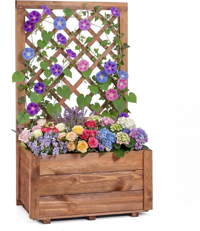 Giantex Raised Garden Bed with Trellis for Climbing Vine Flower Herb Vegetable Fruit