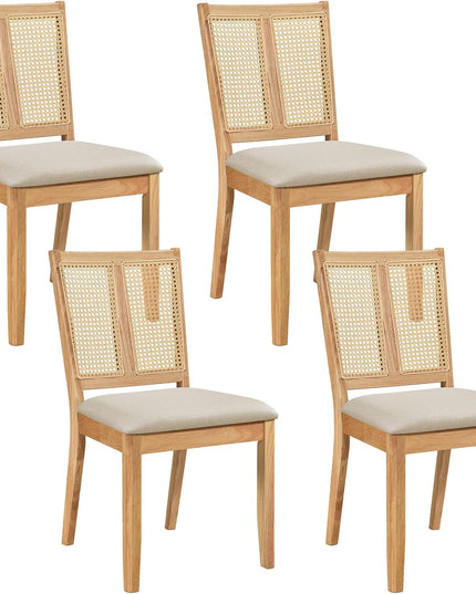 Giantex Rattan Dining Chairs Set of 2/4 w/Rubber Wood Frame