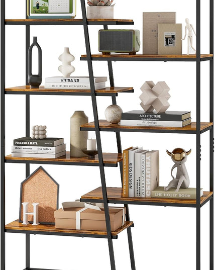 Giantex 7-Tier Industrial Bookshelf, Heavy-Duty Staggered Bookcase, Freestanding Display Storage Rack