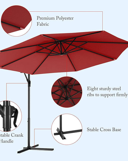 10ft Offset Patio Umbrella Cantilever Umbrella - Giantexus