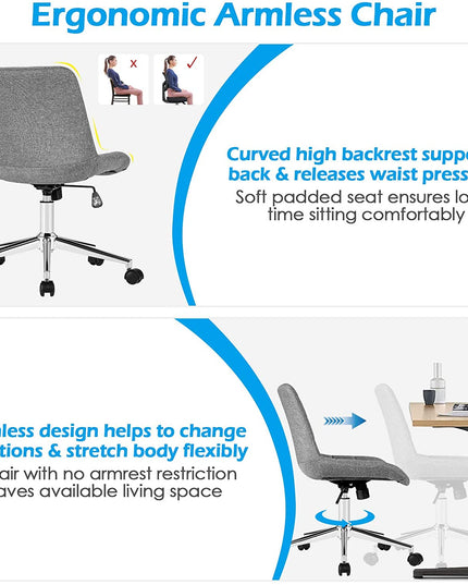Modern Home Office Chair, Fabric Armless Leisure Chair