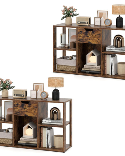 GIANTEX 3-Tier Cube Storage Shelf with 5 Open Cubbies & Drawer (1/2)