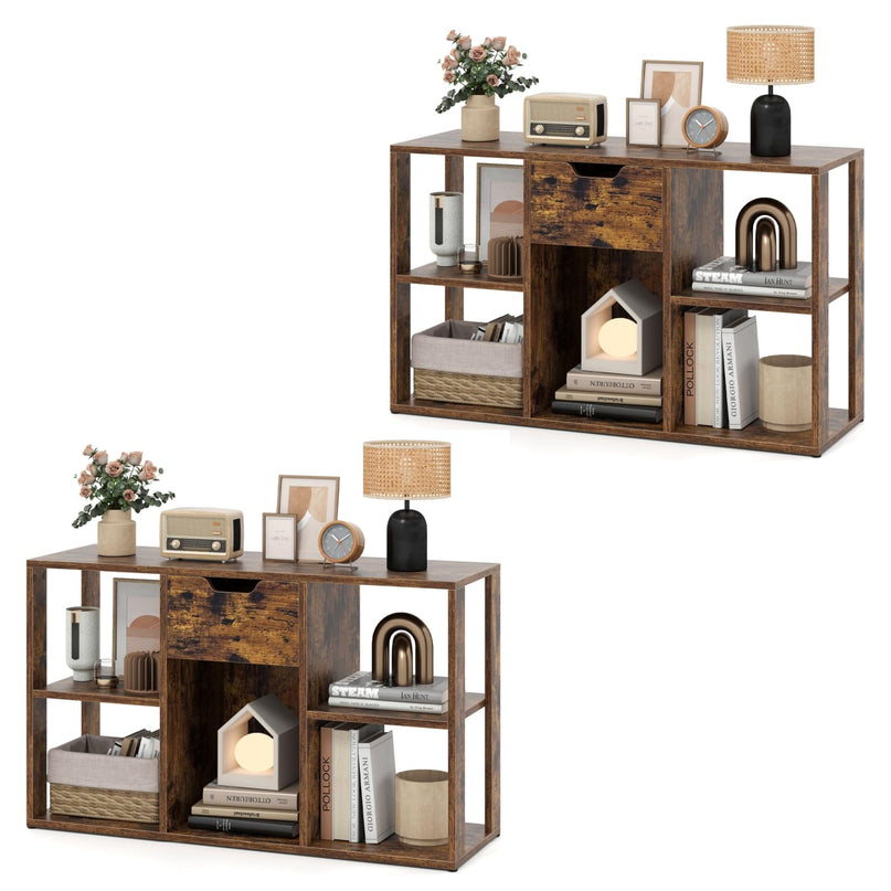 GIANTEX 3-Tier Cube Storage Shelf with 5 Open Cubbies & Drawer (1/2)