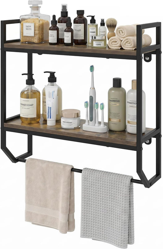 Giantex Wall Mounted Bathroom Shelves with Towel Bar