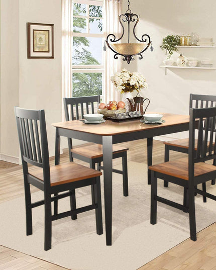 Giantex 5 Piece Dining Set with 4 Chairs,Dining Kitchen Table Set for 4 Person (Walnut & Black)
