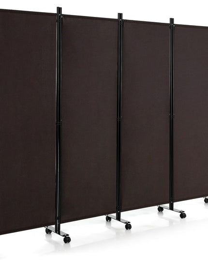 Giantex 4 Panel Room Divider, Folding Privacy Screen with Lockable Wheels, Rolling Partition Room Dividers