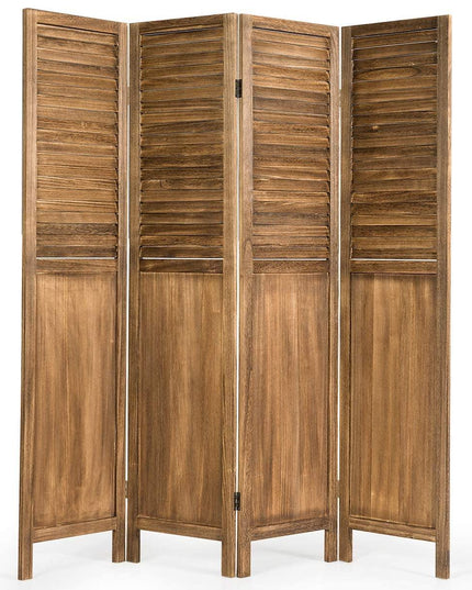 4 Panel 6 ft Wooden Room Divider, Portable Partition Screen - Giantexus
