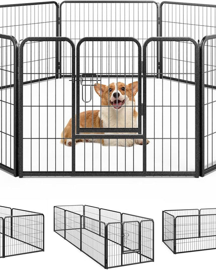 Giantex Dog Playpen Outdoor 24" H - 8/16 Panels Metal Pet Fence for Puppies Small Dogs, Portable Dog Fence for Yard Garden RV Camping