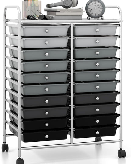 Giantex Storage Drawer Carts, 20-Drawer Organizer, Utility Cart on Wheels