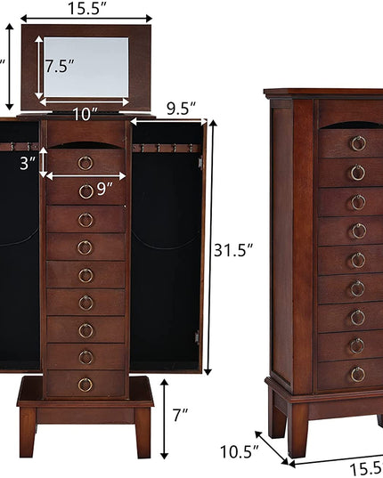 Jewelry Cabinet with Top Compartment Bedroom Armoire with Large Storage