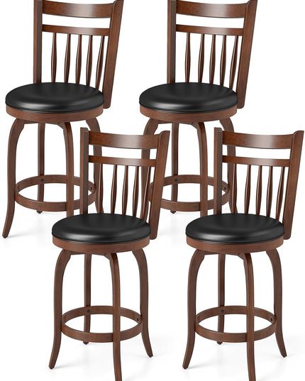 GIANTEX Swivel Bar Stools Set of 2/4 with Faux Leather Padded Seat