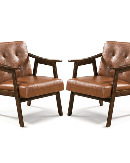 Faux Leather Accent Chair with Inclined Backrest (1/2)