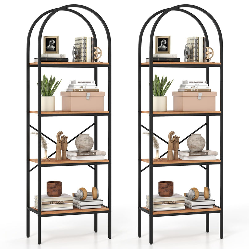 GIANTEX 4-Tier Arched Industrial Bookcase with Metal Frame (1/2)