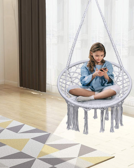 Hanging Hammock Chair, Macrame Hanging Chair 330 Pounds Capacity