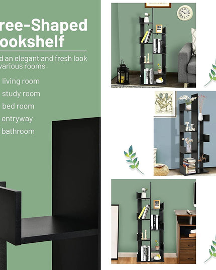 Wooden Bookcase, Tree-Shaped Modern Display Bookshelf - Giantexus