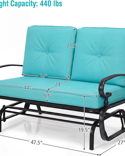 Giantex Outdoor Glider Bench, Patio 2 Person Loveseat with Removable Cushion