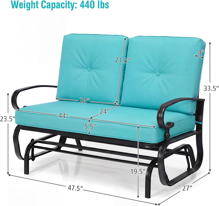 Giantex Outdoor Glider Bench, Patio 2 Person Loveseat with Removable Cushion