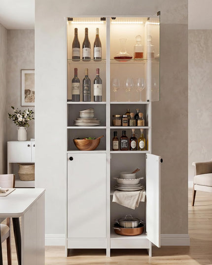 Giantex Tall Bathroom Cabinet with Lights & Remote Control