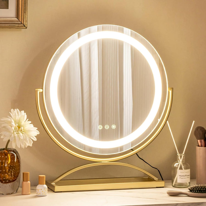 CHARMAID LED Makeup Mirror, 16 inch Lighted Vanity Mirror with Lights, 3 Color Lighting Modes