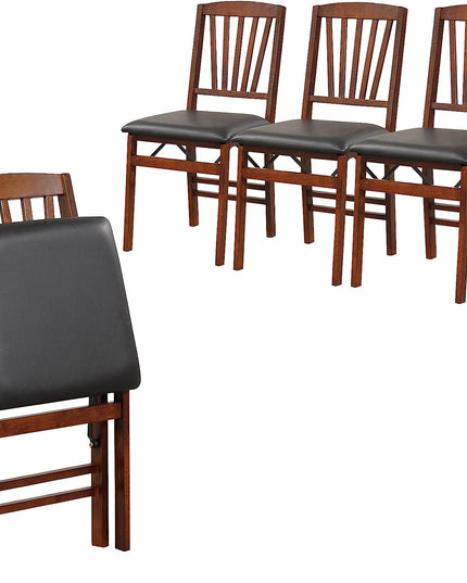 Giantex Folding Dining Chairs Set of 2, Foldable Wood Kitchen Chairs with Padded Seat