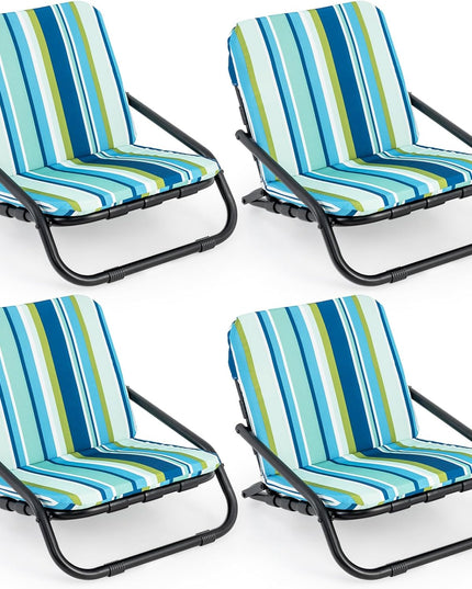 Giantex 2/4-Pack Beach Chairs for Adults, Folding Camping Chairs with Aluminum Frame, Quick-Drying Cotton Cushion