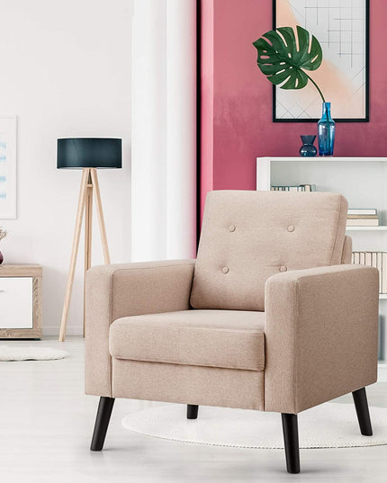Giantex Modern Accent Chair, Mid-Century Upholstered Armchair Club Chair - Giantexus