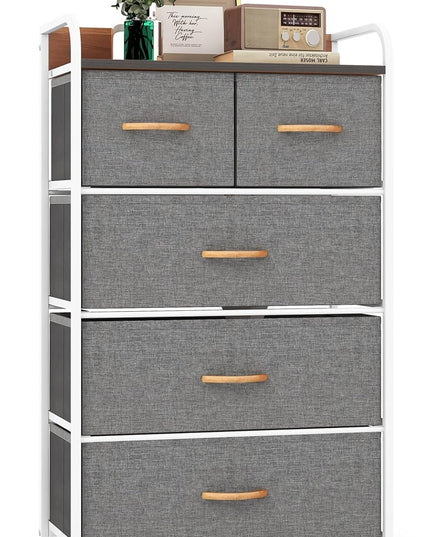 Giantex Sturdy Steel Frame & Wooden Top Vertical Organizer Unit for Closets, Bedroom Utility Dresser Chest (23 x 11.5 x 39 inch)
