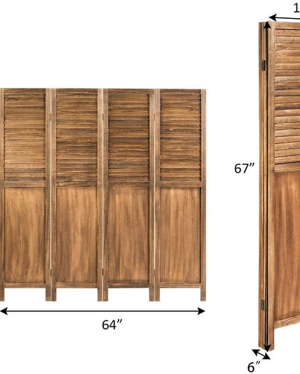 4 Panel 6 ft Wooden Room Divider, Portable Partition Screen - Giantexus