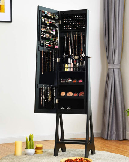 12 LEDs Jewelry Armoire Cabinet with Full-length Mirror - Giantex